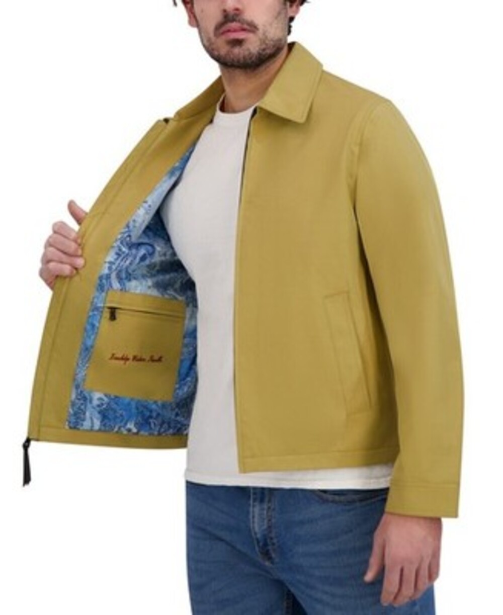 Robert Graham Textured Full-Zip Water-Resistant Jacket Men's M Tan Long Sleeve